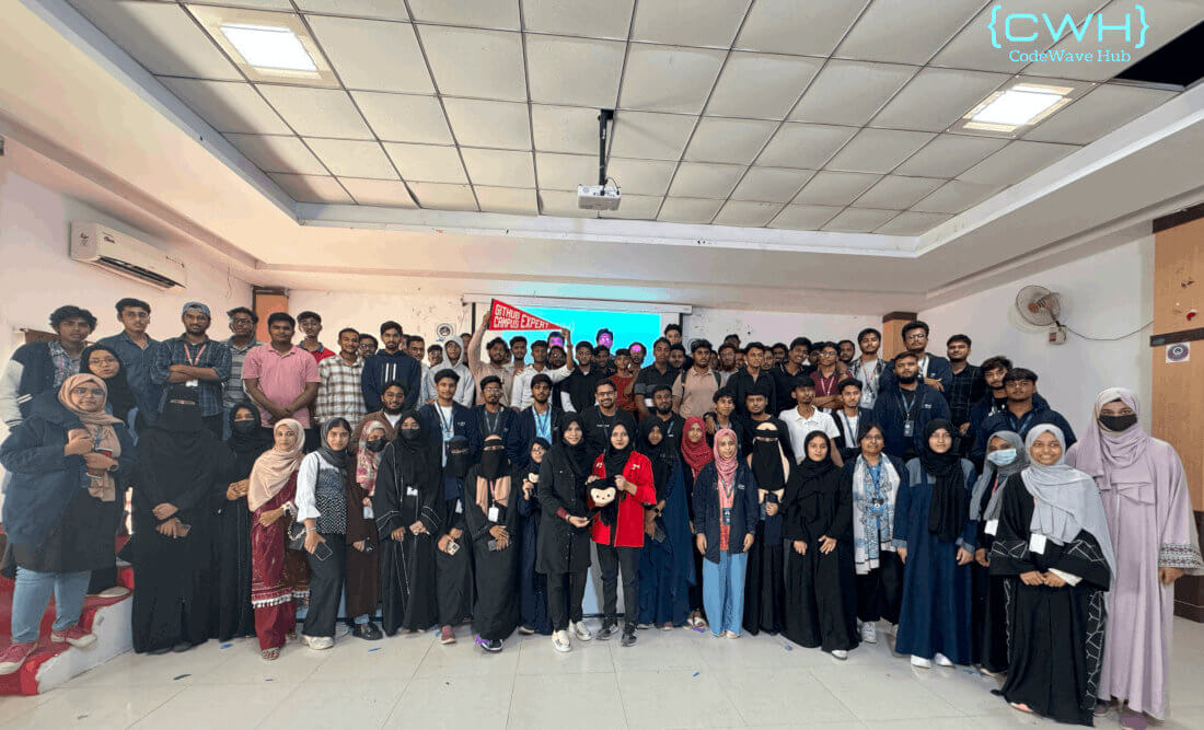 A group photo taken from CodeWave Hub's Hacktoberfest event